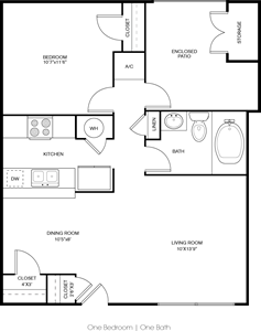 One Bedroom / One Bath - 670 Sq. Ft.*