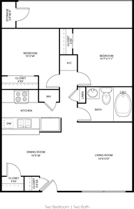 Two Bedrooms / One Bath - 770 Sq. Ft.*
